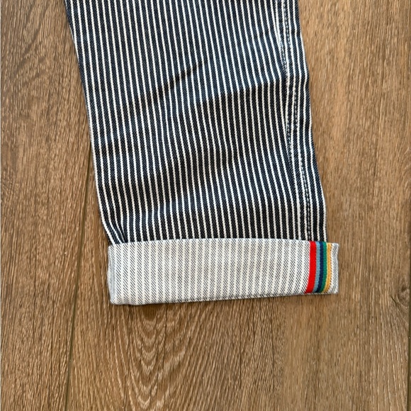 NWT Boden Indigo ticking Stripe dungaree overalls train‎ conductor polar express - Picture 2 of 7